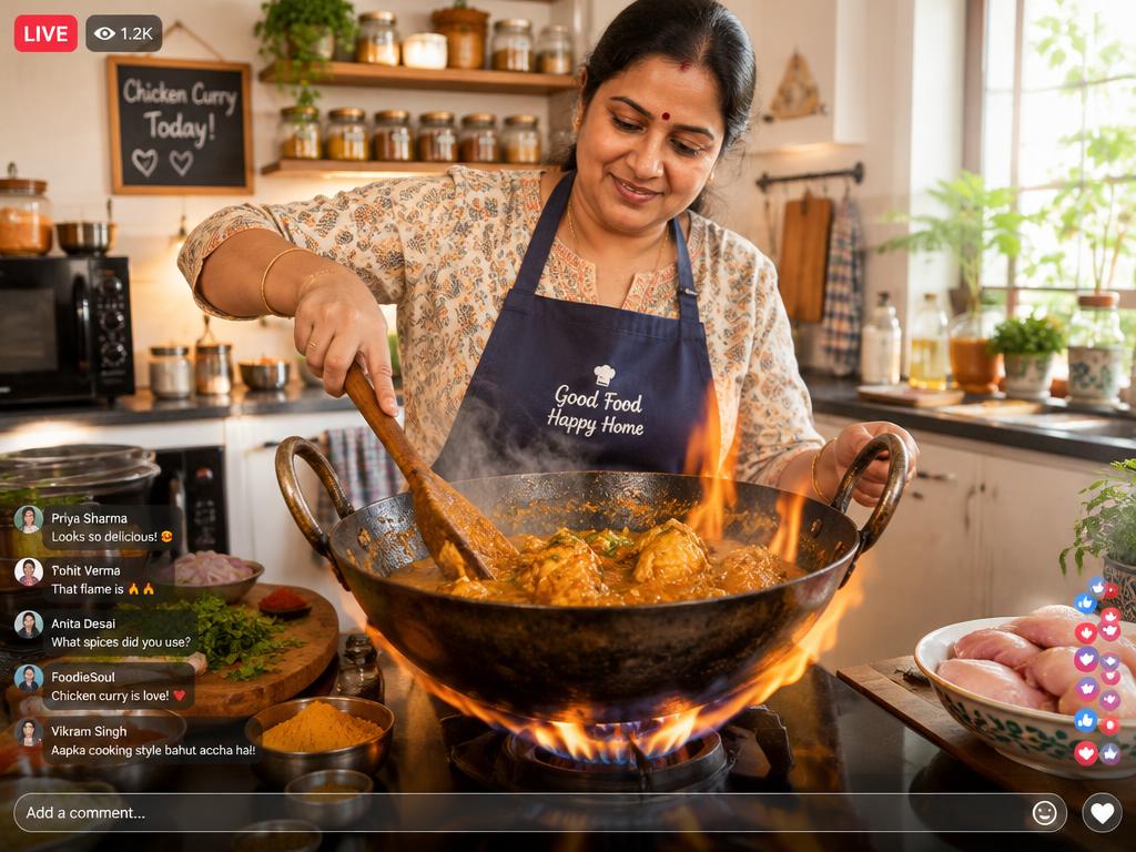 Chef cooking live on camera